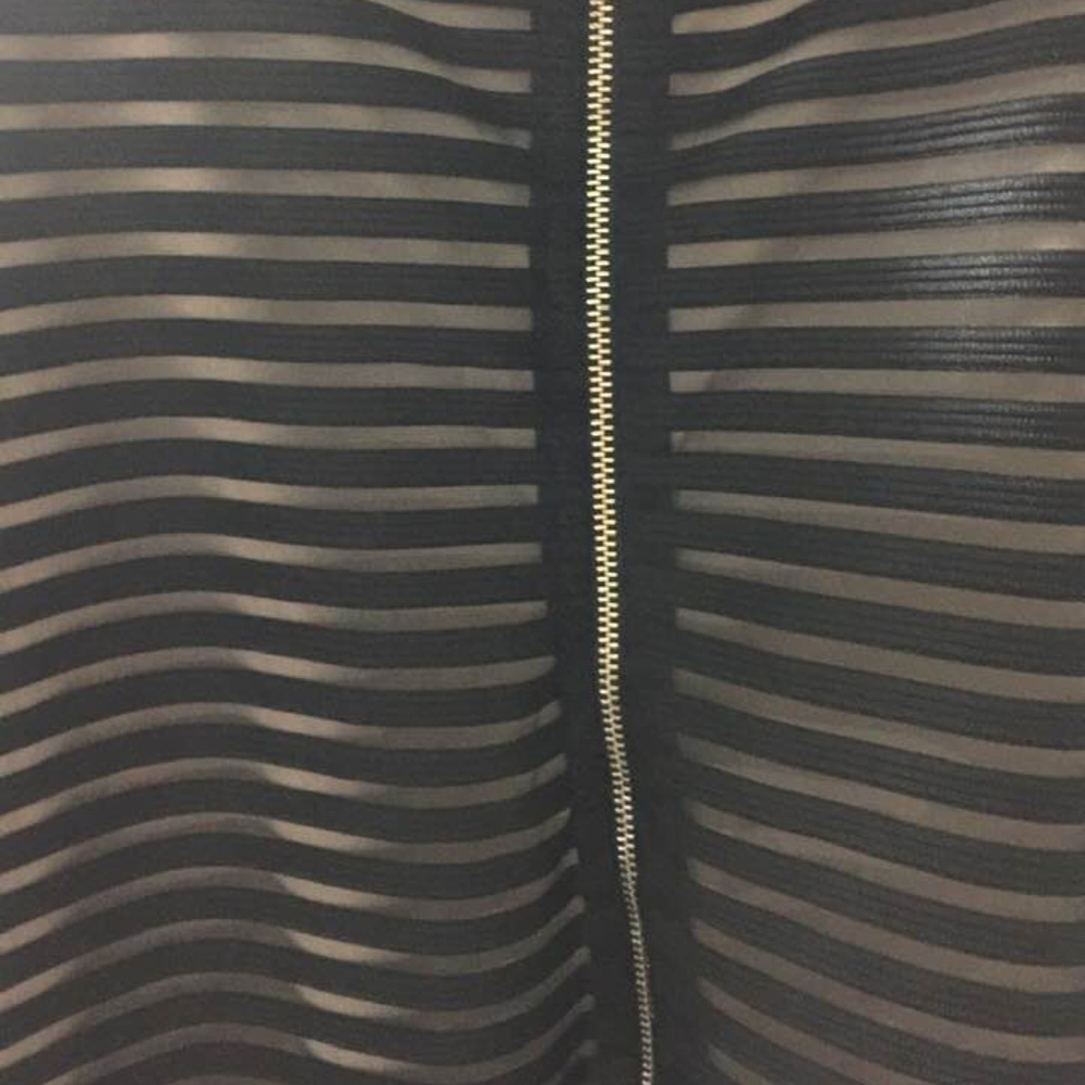 ๐ bebe dress deep v black nude stripes midi dress XL New ๐ - Picture 4 of 8